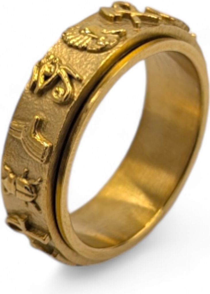 Anti Stress Fidget Ägyptische Symbole Anxiety Ring US 8 Gold