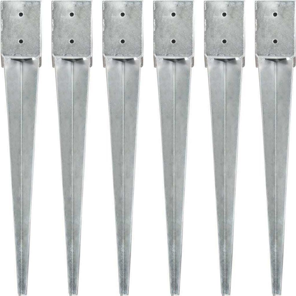 Erdspieße 6 Stk. Silbern 10×10×76 cm Verzinkter Stahl