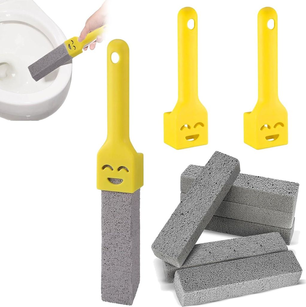 6 Stück Bimsstein - Toiletreiniger - Bimsstein Toilet mit 2 Handgriffen - Austauschbarer Bimsstein für Toilette - Bimsstein Toilette zum Entferne...