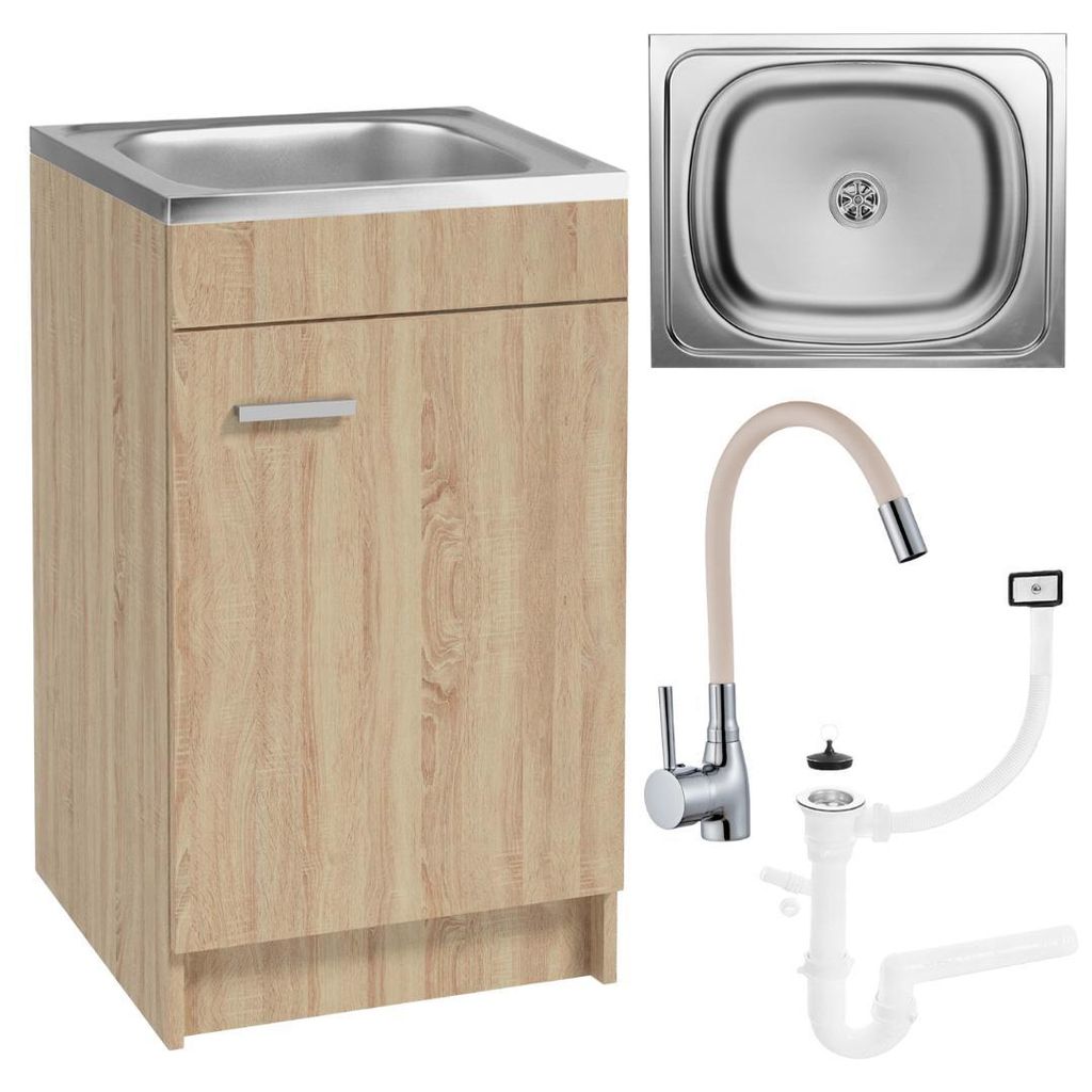 Stamar | Armoire de cuisine, avec évier, chêne Sonoma, 50 Image du produit 