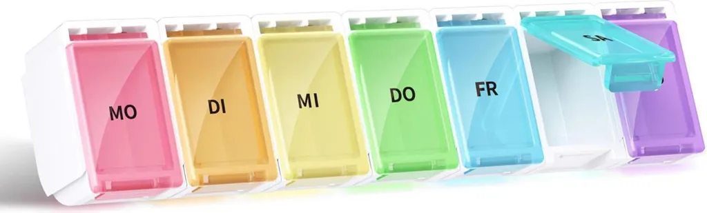 Boîte à Pilules Hebdomadaire 7 Jours Design Arc-en-Ciel pour Vitaminés