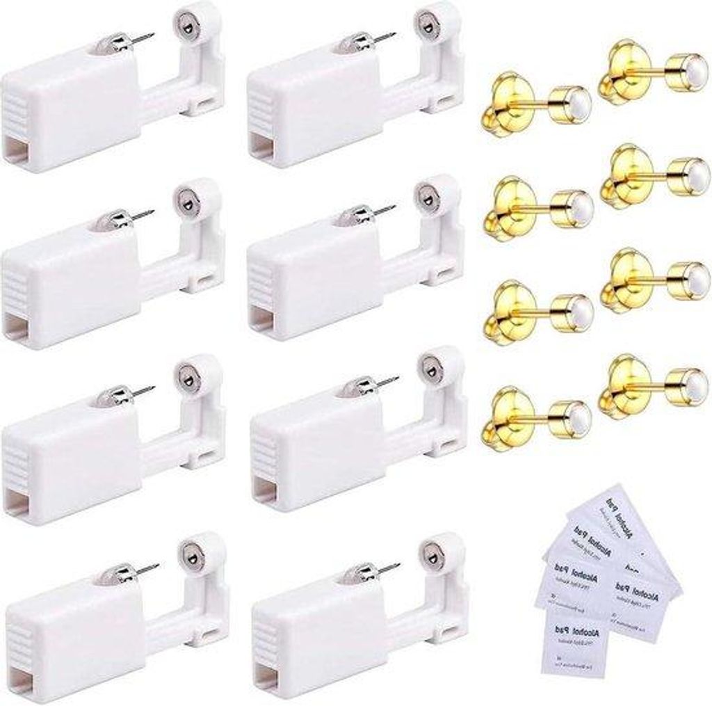 8 Stück sterile Piercing-Set - Einweg-Kit mit Piercingstiften - Piercingzubehör aus Edelstahl