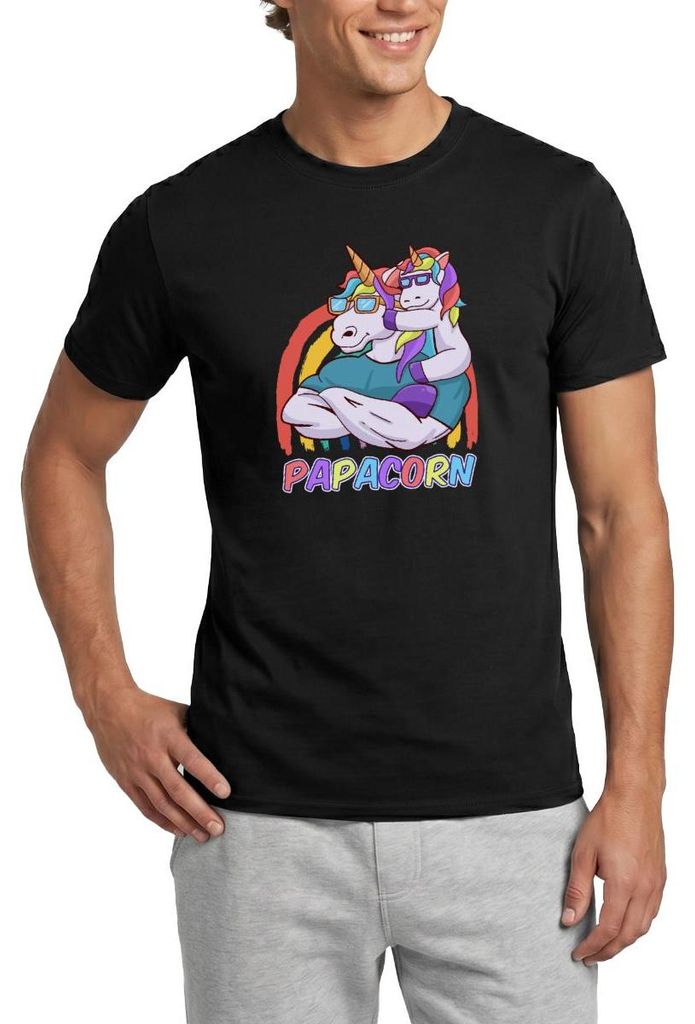 Spreadshirt Papacorn Cooler Papa Männer T-Shirt, XL, Schwarz