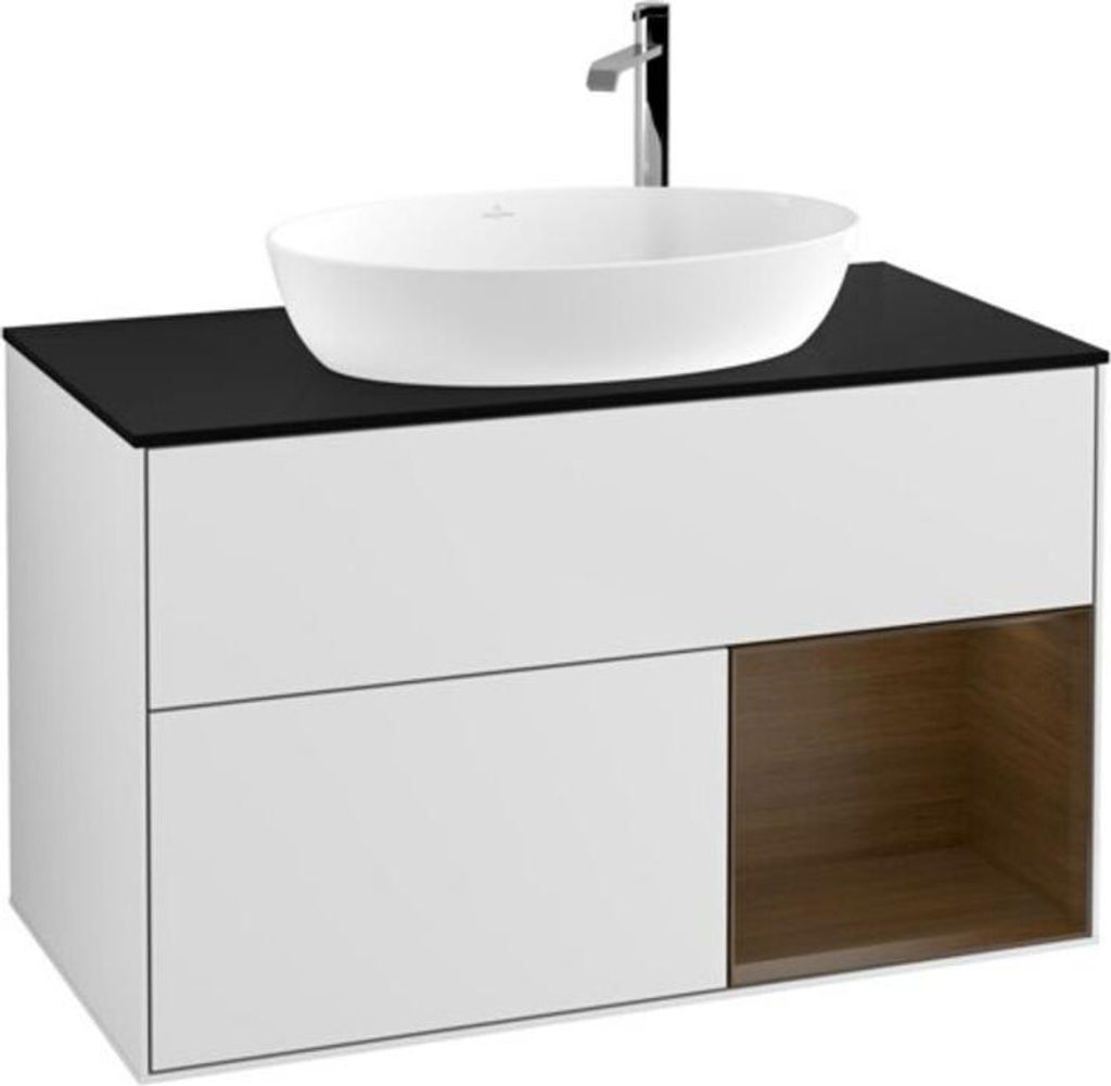 V&B Waschtischunterschrank Finion 100, Pl bla m, Reg wal ven, wh. m Lac