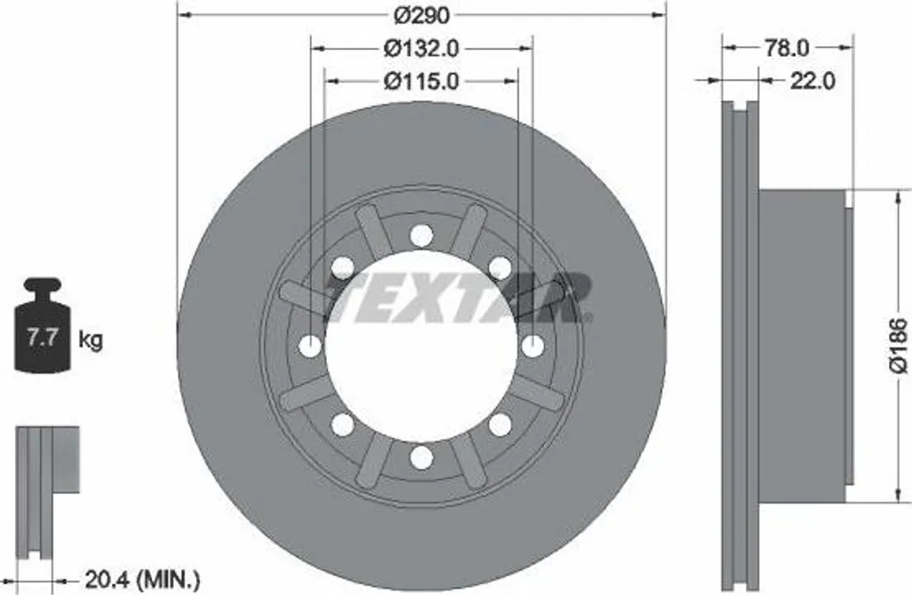 Disque de frein TEXTAR 93117600 OE 5001864712 compatible Mascott