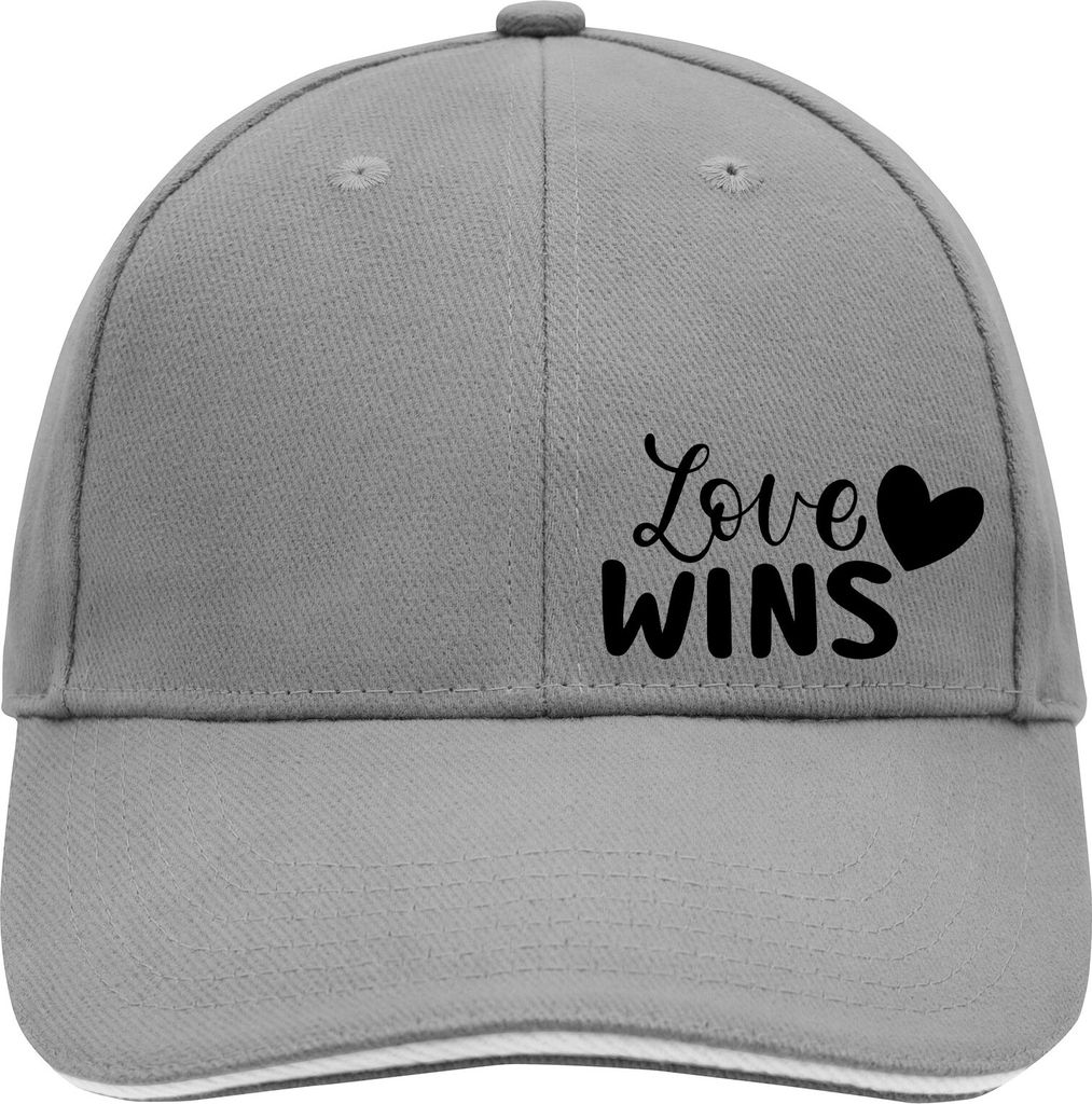 Huuraa Cappy Mütze Love wins Herz Dark Grey/White Baumwolle 6-Panel Kappe Geschenkidee