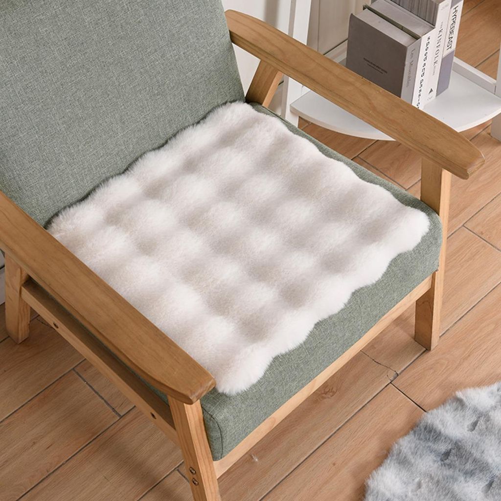 INF Faux-Kaninchenfell Sitzkissen 40cm x 40cm, 30cm x 30cm für Zuhause Weiß Klein