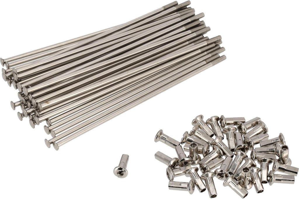 Set: Speichen mit Nippel, Edelstahl, 148mm, M4 (18Zoll / Trommelbremse) - für MZ ES125, ES150, TS125, TS150, ETZ125, ETZ150, ETZ250