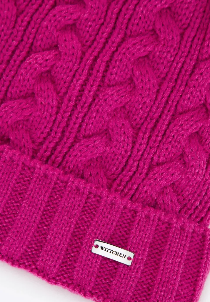 Berretto Wittchen Fucsia Treccia e Pompon | Cappello Neve Donna