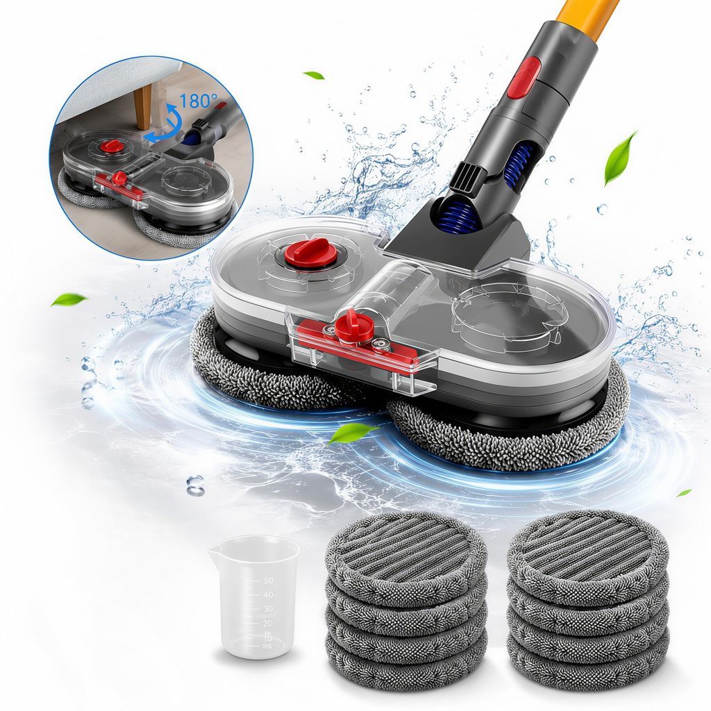 Elektrischer Wischaufsatz für Dyson V11 V10 V8 V7 V15 Staubsauger, Wischmopp Aufsatz Set, mit 6 Mopppads + Abnehmbarer Wassertank + Messbecher