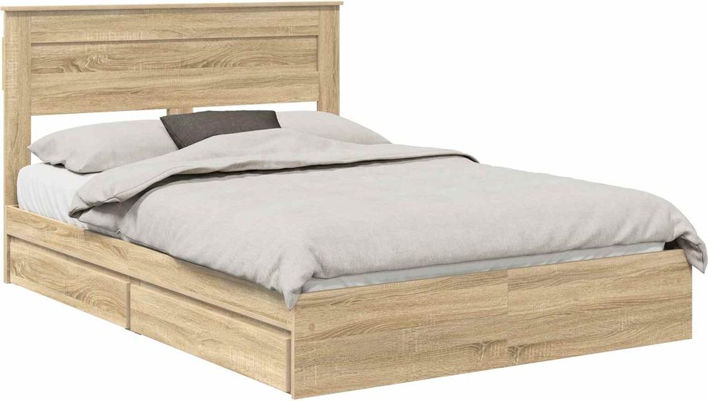 vidaXL Aufbewahrungsbett Sonoma-Eiche 140 x 200 cm Holzwerkstoff