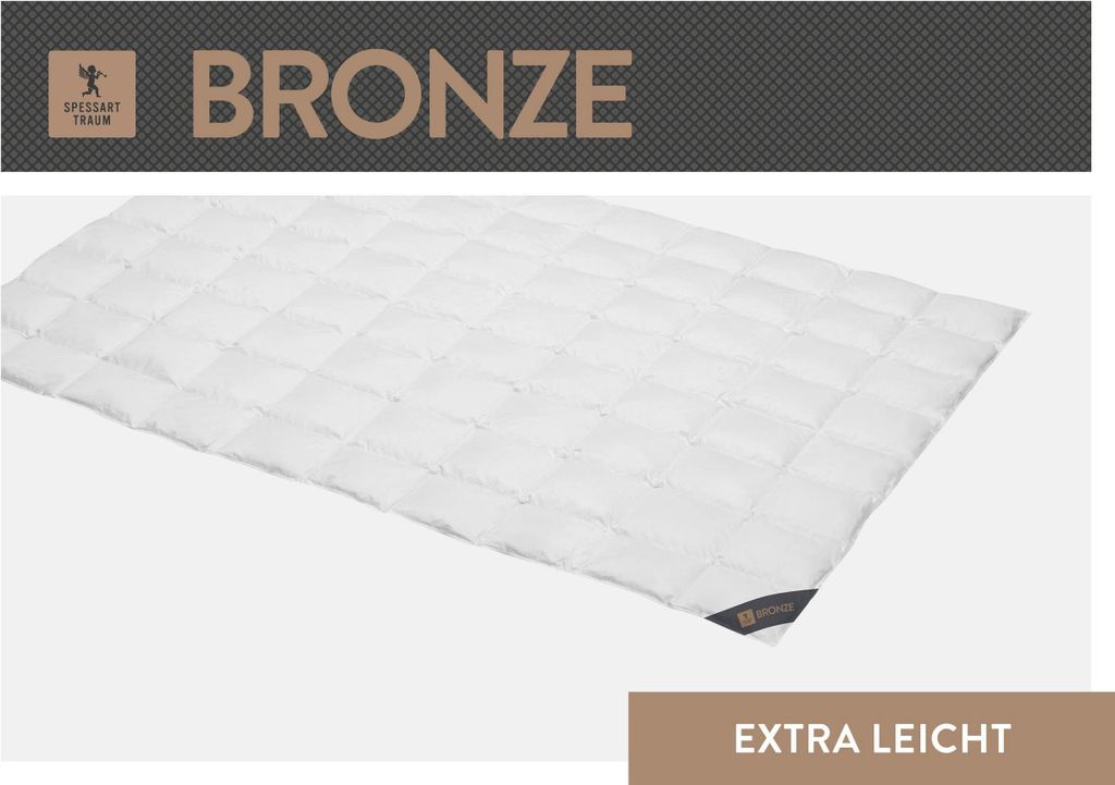 Spessarttraum Daunendecke Bronze Füllung: 90% Daunen/ 10% Federn Bezug: 100% Baumwolle Größe 135 x 200 cm Wärmeklasse extraleicht