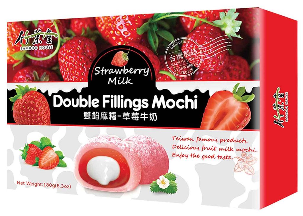 Bamboo House Double Fillings Mochi Strawberry Milk 180g Produktbild 