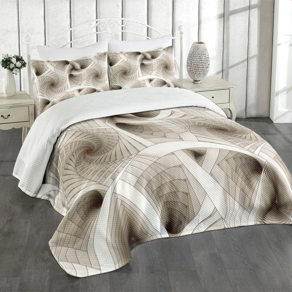 Copriletto 220x220 ABAKUHAUS Fractal Sci-Fi: Eleganza Beige
