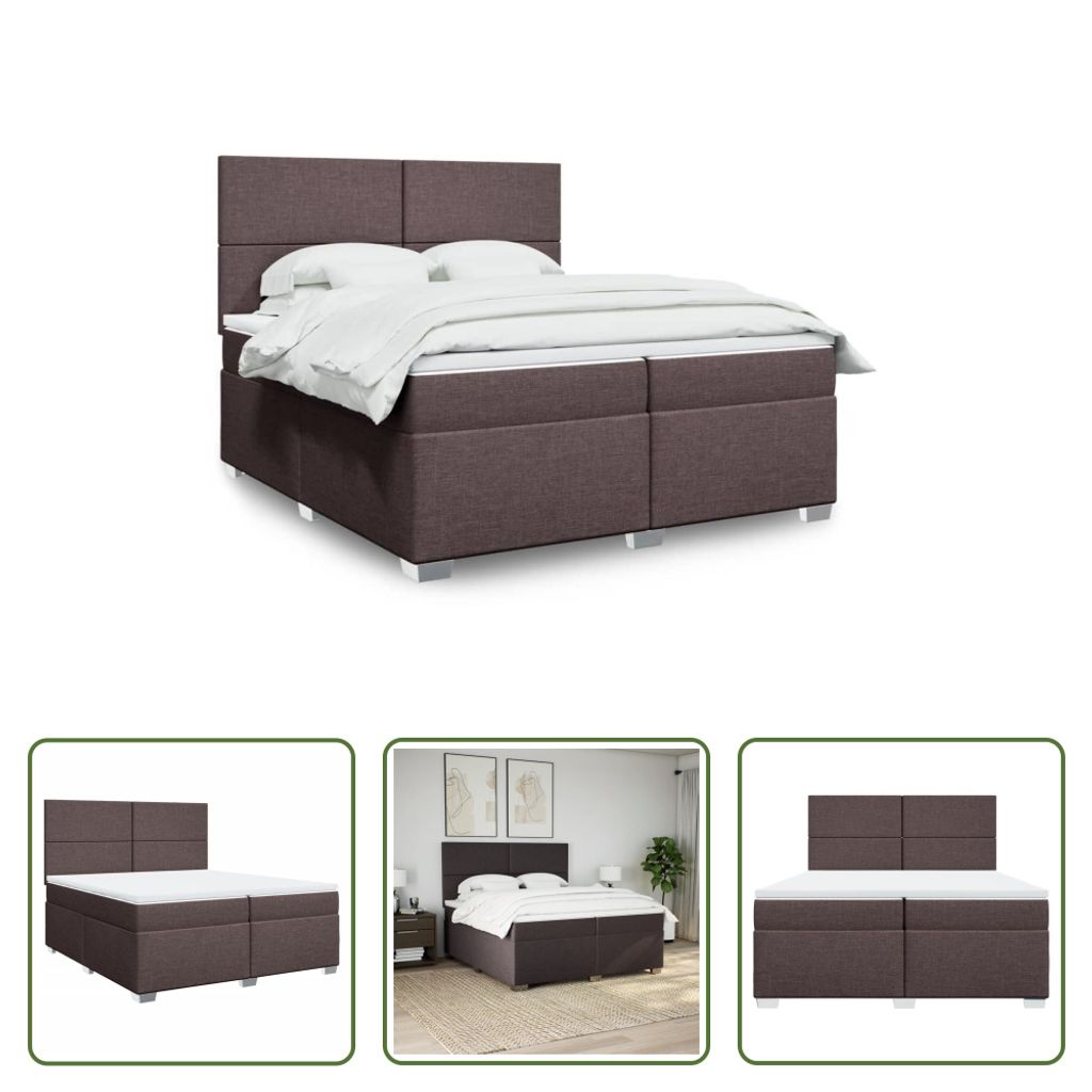 The Living Store Boxspringbett mit Matratze Dunkelbraun 200x200 cm Stoff
