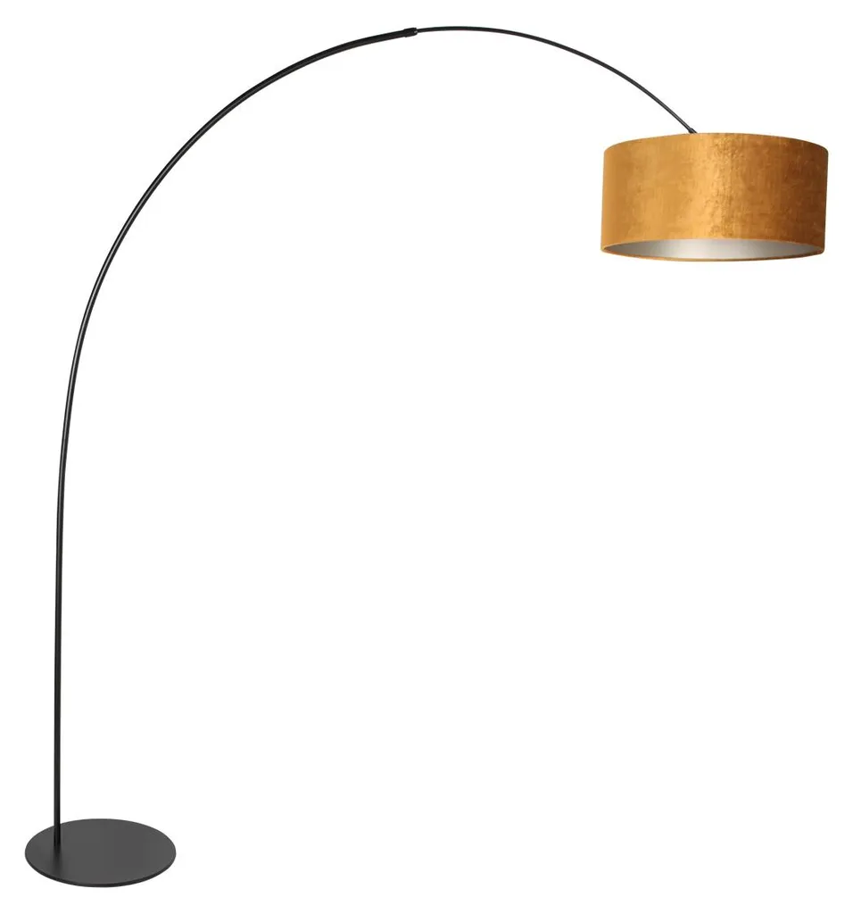 Éclairage de Table sans Plafonnier : Lampadaire Arc Curve Noir Or E27