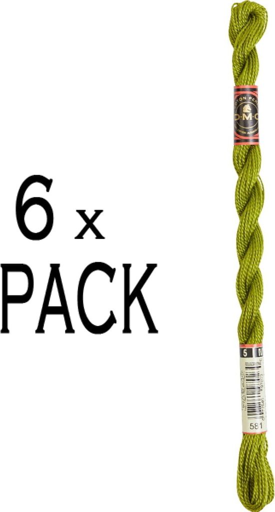 6x DMC Perlgarn Stärke 5, 15 m, 115AR/5-581, VPE