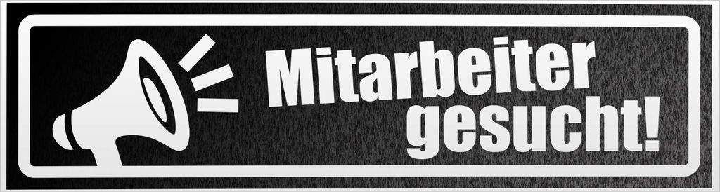 Kiwistar Mitarbeiter gesucht Megaphone inv. Magnetschild Schild magnetisch - 45cm Schwarz - reflektierend - Magnetfolie für Auto PKW Kfz