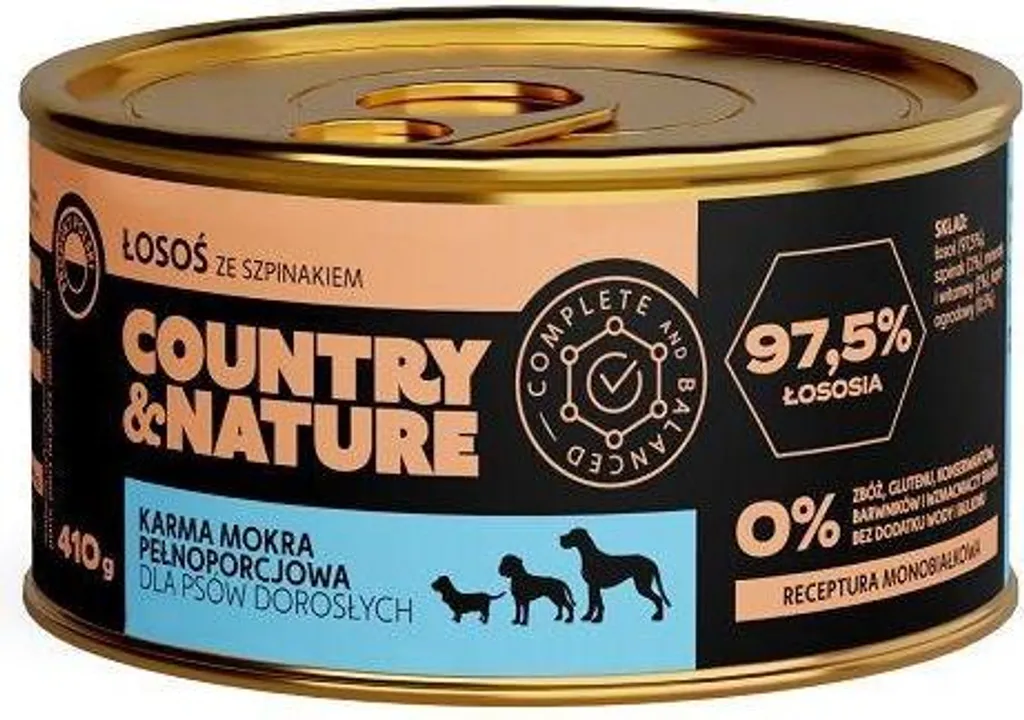 Umido Cane Salmone Spinaci Paese & Natura 410g - Addio Pelo Opaco