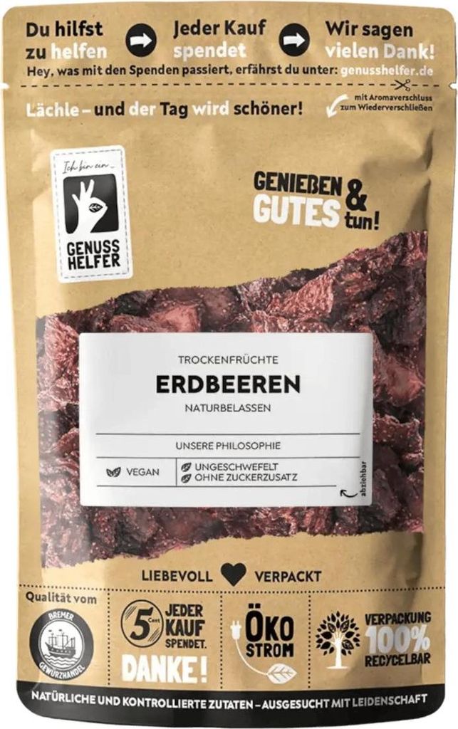 Erdbeeren, getrocknet, Trockenfrüche ohne Zuckerzusatz & Produktbild 