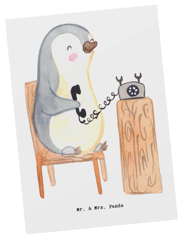 Mr. & Mrs. Panda Postkarte Sekretär Herz - Weiß - Geschenk, Ansichtskarten, Fotokarte, Postkarten, Grußkarte, Ansichtskarte
