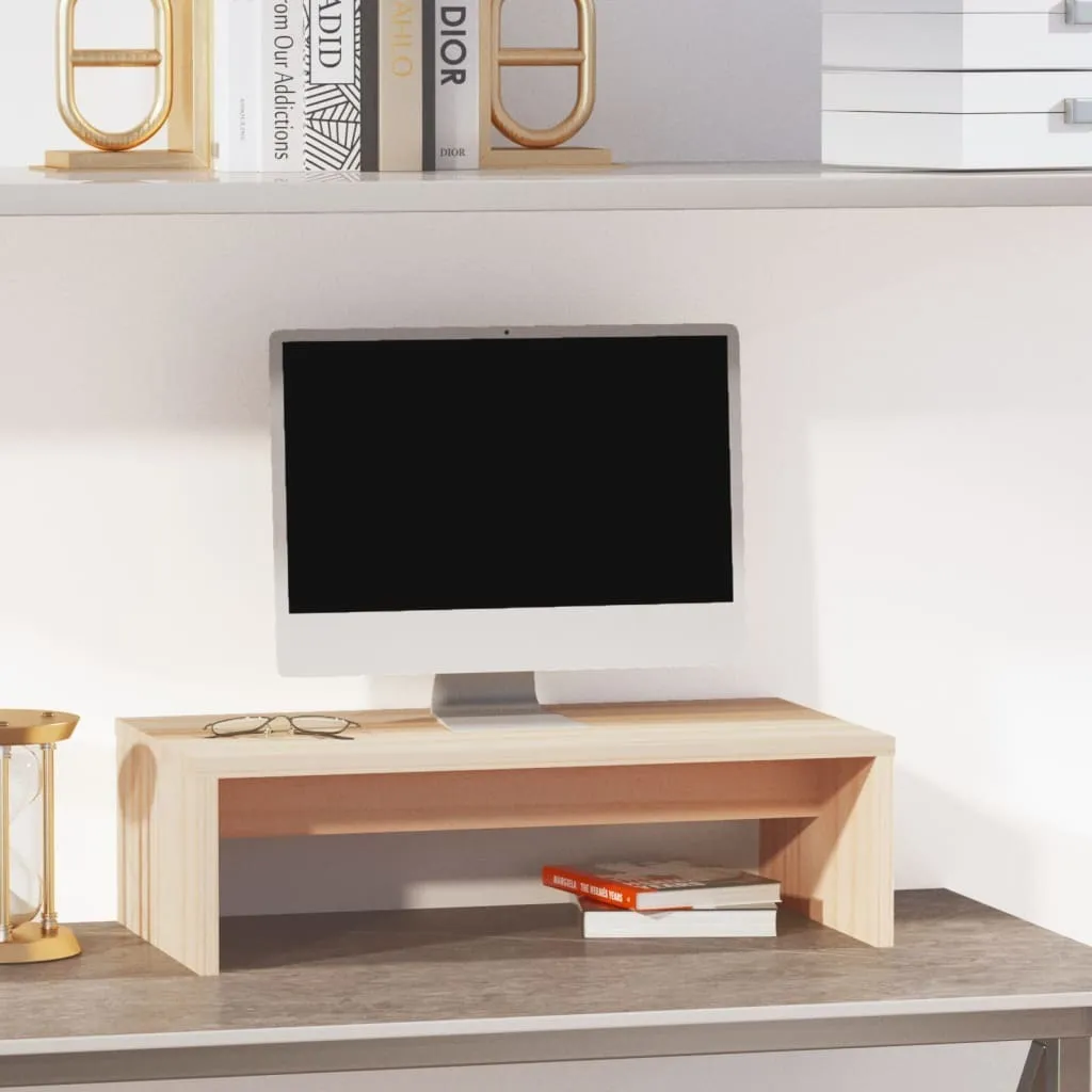 The Living Store Supporto per monitor 50x27x15 cm in legno di pino massiccio