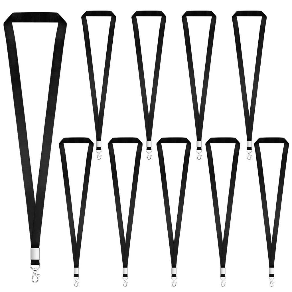 Tour de cou avec porte-badge noir lot de 10 pièces en nylon résistant