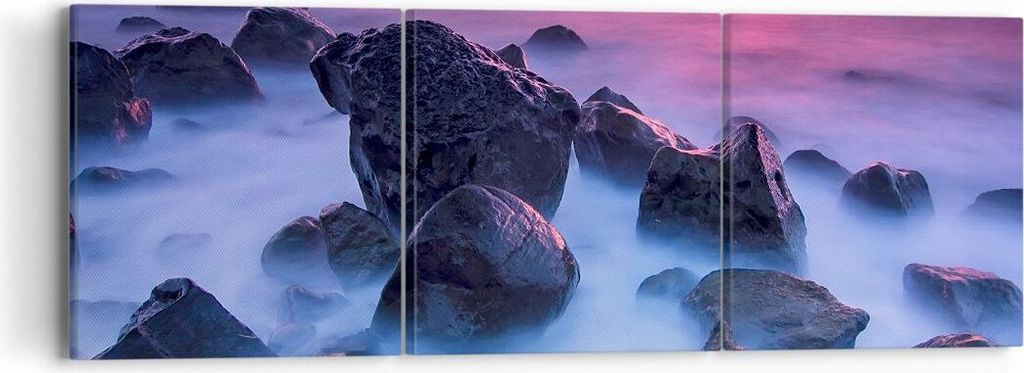 Bild auf Leinwand - Leinwandbild - Strand ufer wolken dämmerung - 90x30cm - Wand Bild - Wanddeko - Leinwanddruck - Bilder - Kunstdruck - Wanddekor...