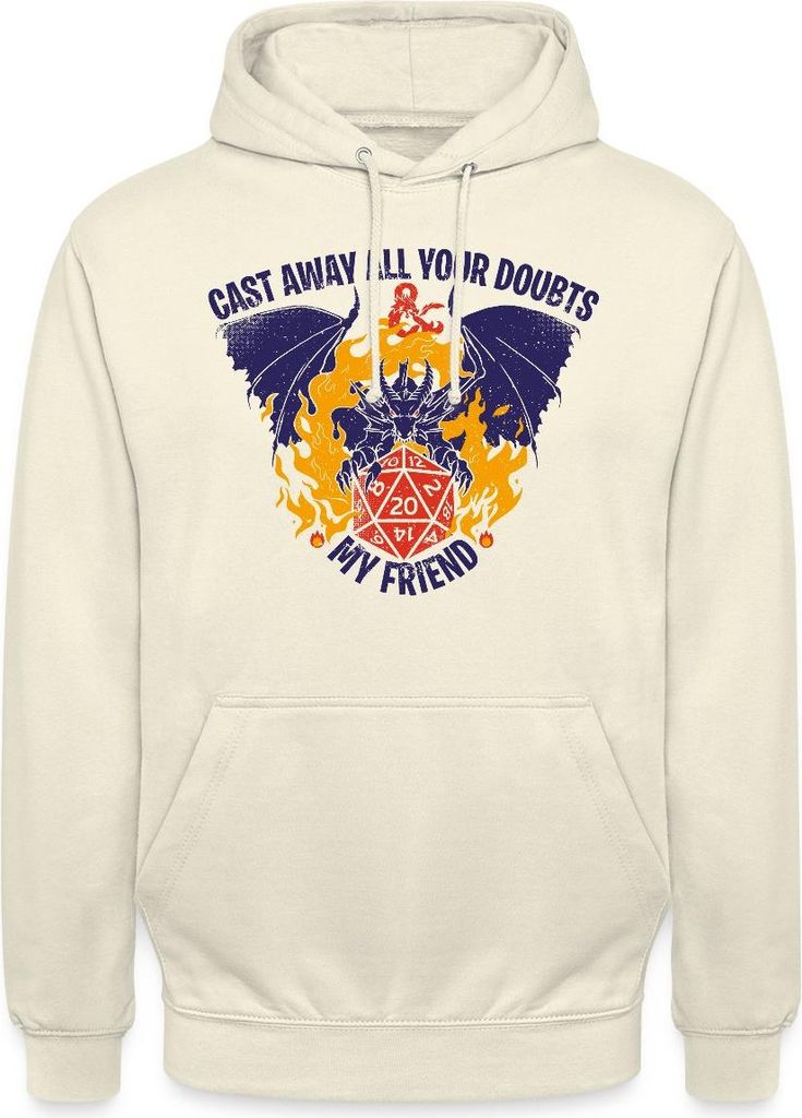 Spreadshirt Dungeons And Dragons Höllenfeuer Drache D20 Würfel Uni Hoodie, XXL, Vanille-Milchshake
