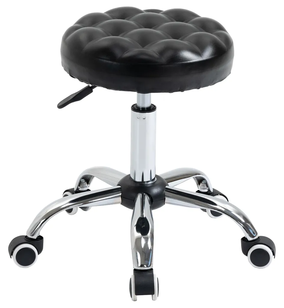 Tabouret de massage à roulettes noir réglable en hauteur pivotant 360°