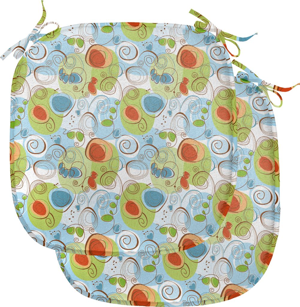 ABAKUHAUS Modern Polster für Esszimmerstühle, Geometrische Funky Swirl, Dekoratives wasserfestes Kissen mit Riemen für Küchensitze, 40 cm x 40 ...