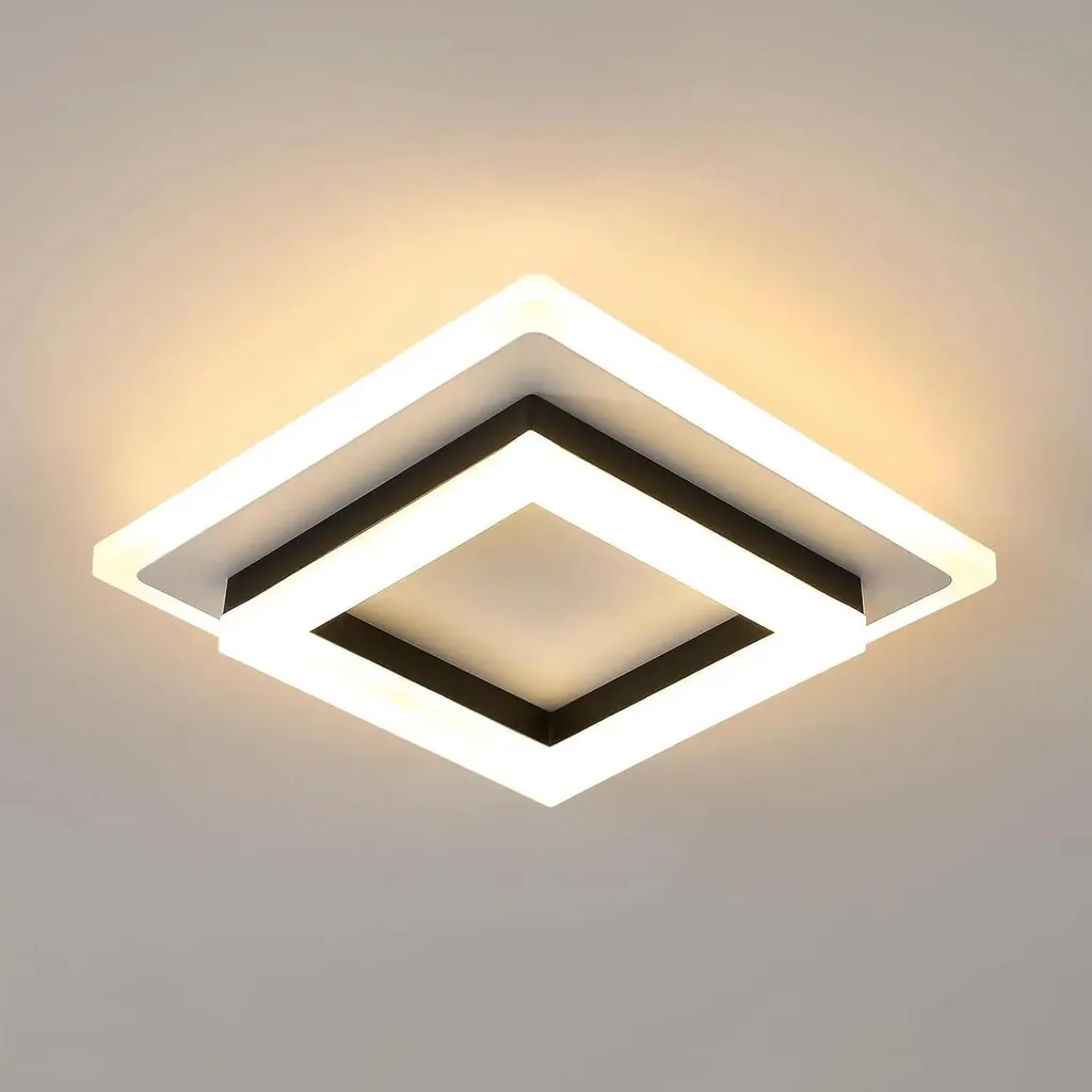 Plafonnier LED 24W Noir Mat Blanc Chaud 3000K Éclairage 15m2 en Saillie