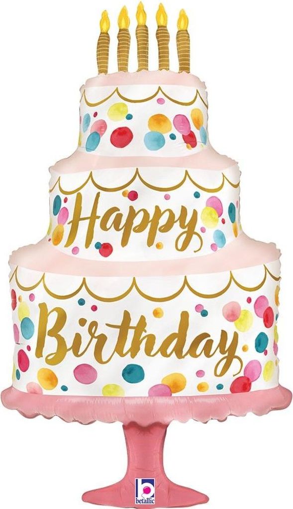 Shape Folienballon "Satin Birthday Pink Cake" | 84 cm