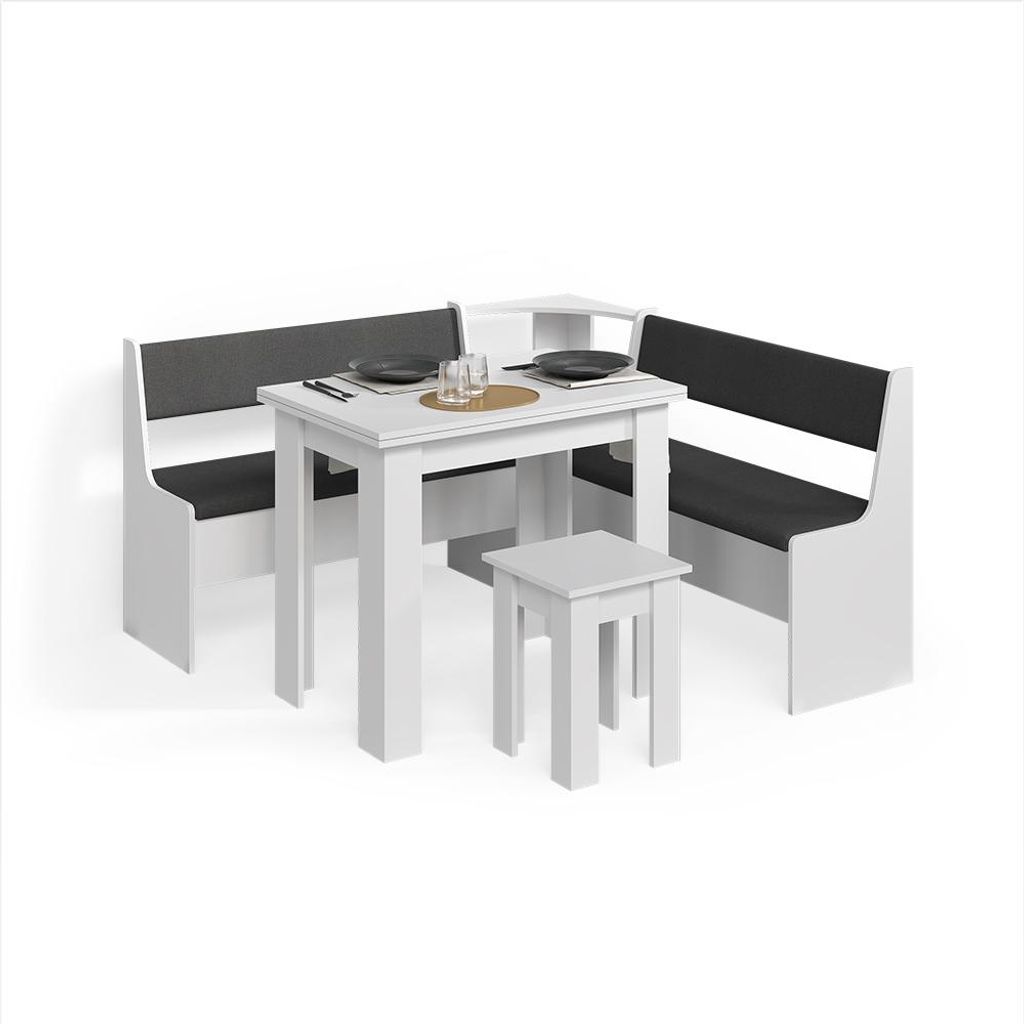 Eckbankgruppe Livinity Tiberio Weiß 150 x 150 cm mit Tisch, Model 58914