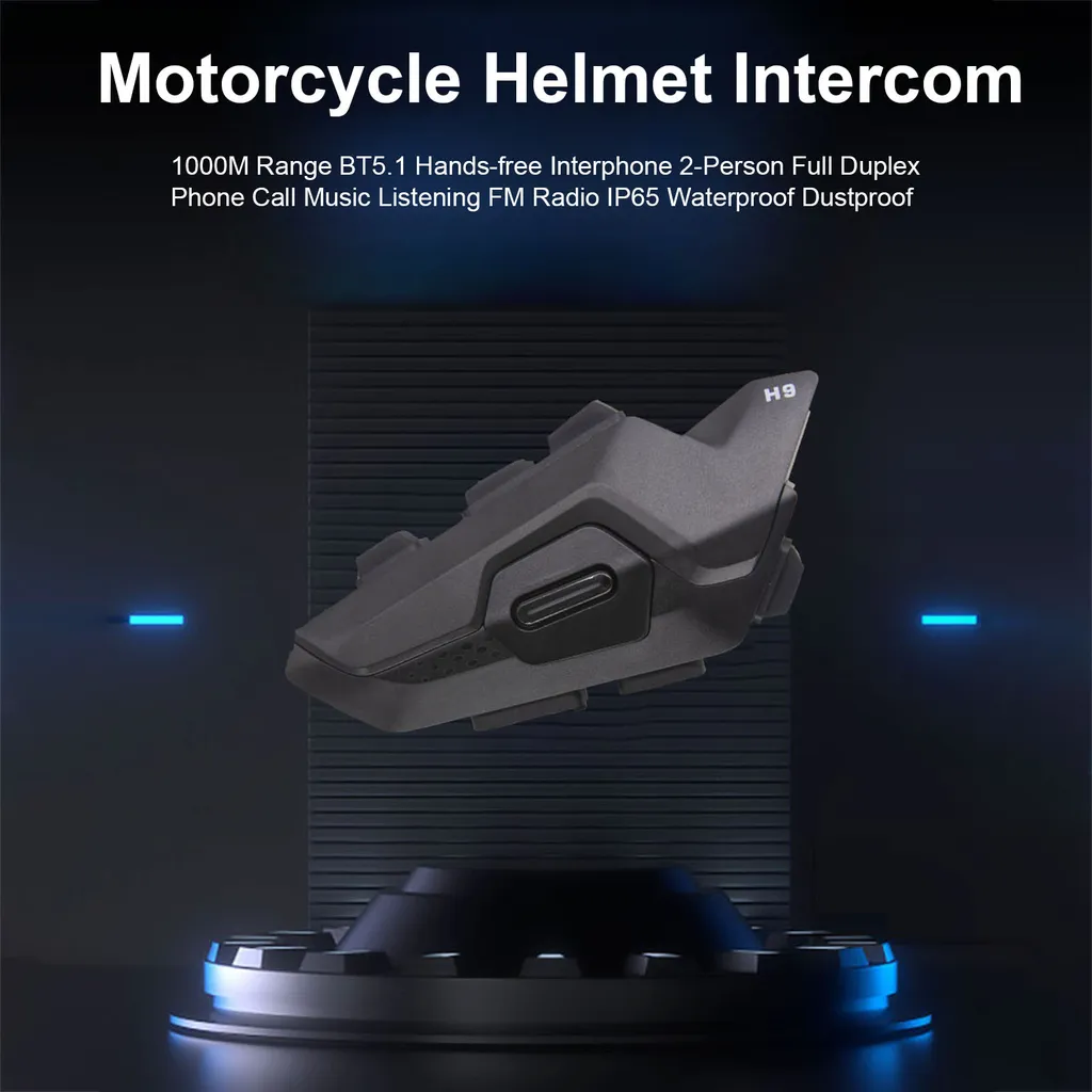 Hysnox H9 Interfono Casco Moto Bluetooth 5.1 | 2 Persone 1000m IP65