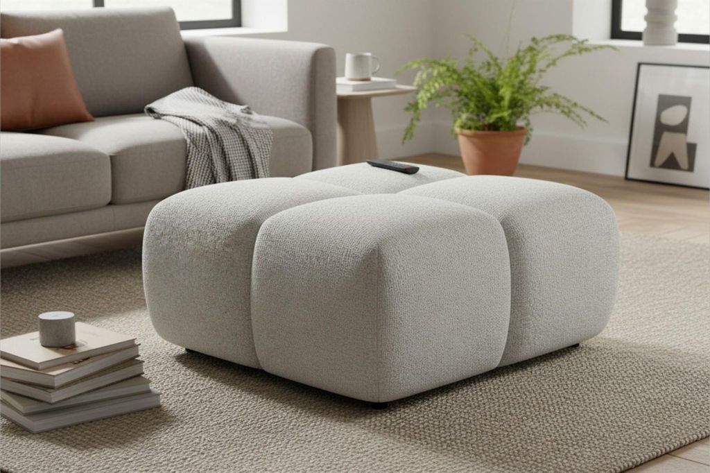 Polsterhocker Sitzhocker Hocker VEGA in Stoff Egon Weiß