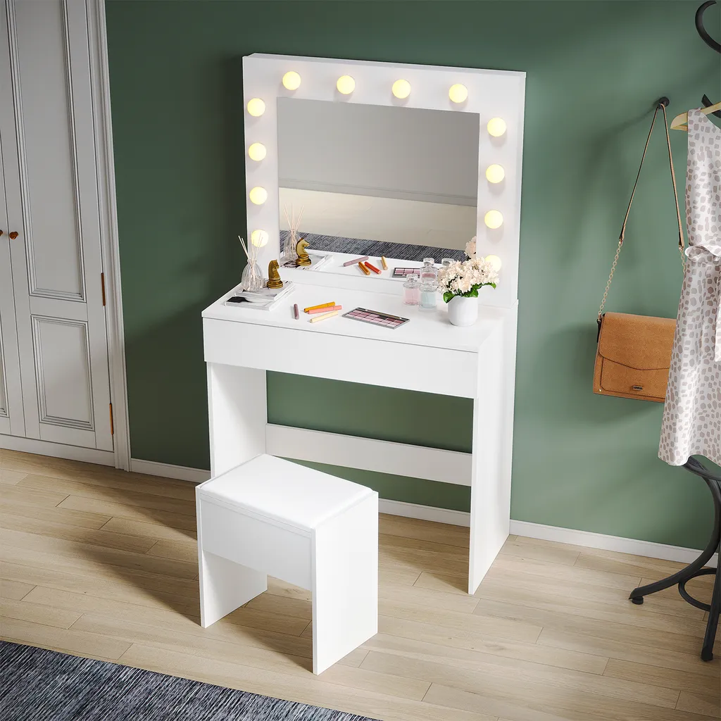 Coiffeuse avec Éclairage LED : Finis les Problèmes de Maquillage Blanc - 14