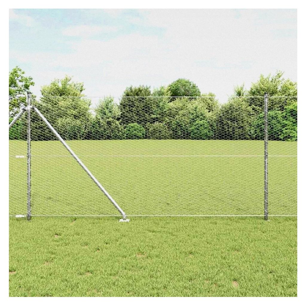 Zaunpfosten Silber 10 x 1,2 m (25 mm Maschenweite) Stahl Gartenzaun für Hundezaun, Weidezaun, Gartenzaun und Hühnerzaun