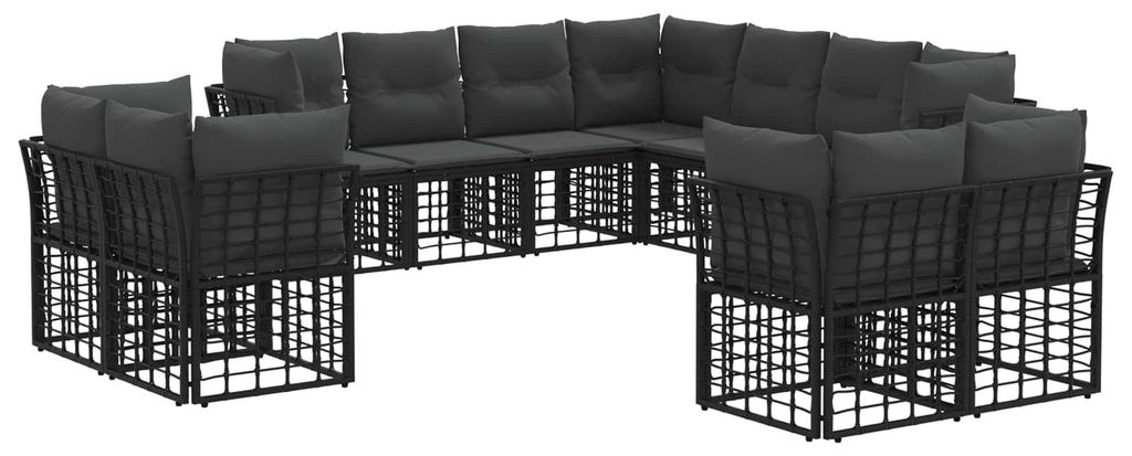 Outdoor-Sofagarnitur Schwarz und Dunkelgrau Polyester