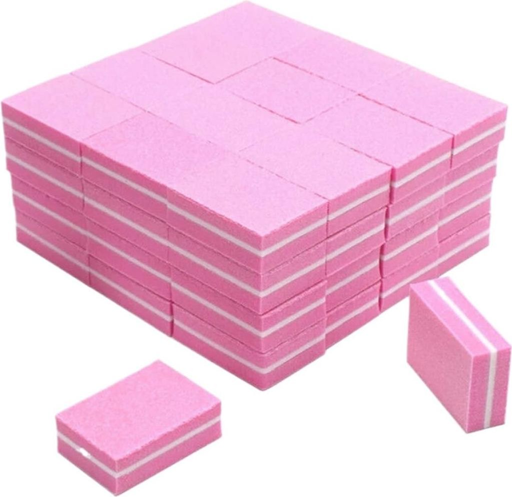 50 Stück doppelseitige Buffer-Schleifblöcke Nagelbufferblöcke für Gelnägel und Acrylnägel - rosa