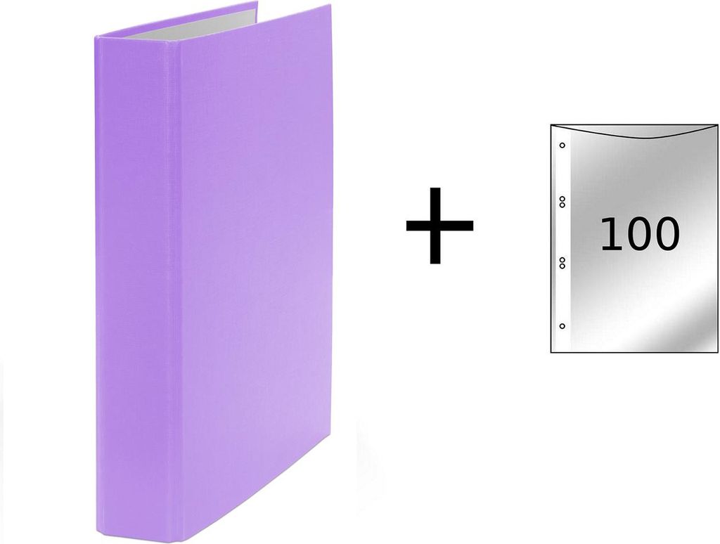 Ringbuch / DIN A5 / 2-Ring Ordner / Farbe: lila + 100 Prospekthüllen