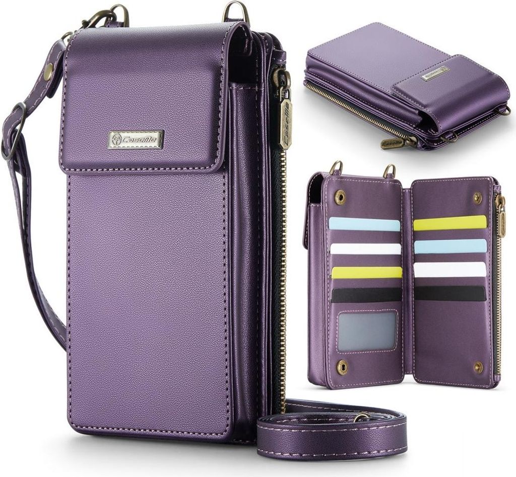 CaseMe Me50 Crossbody Handytasche mit Kartenhalter und Handykette - Universelle Hülle - Violett