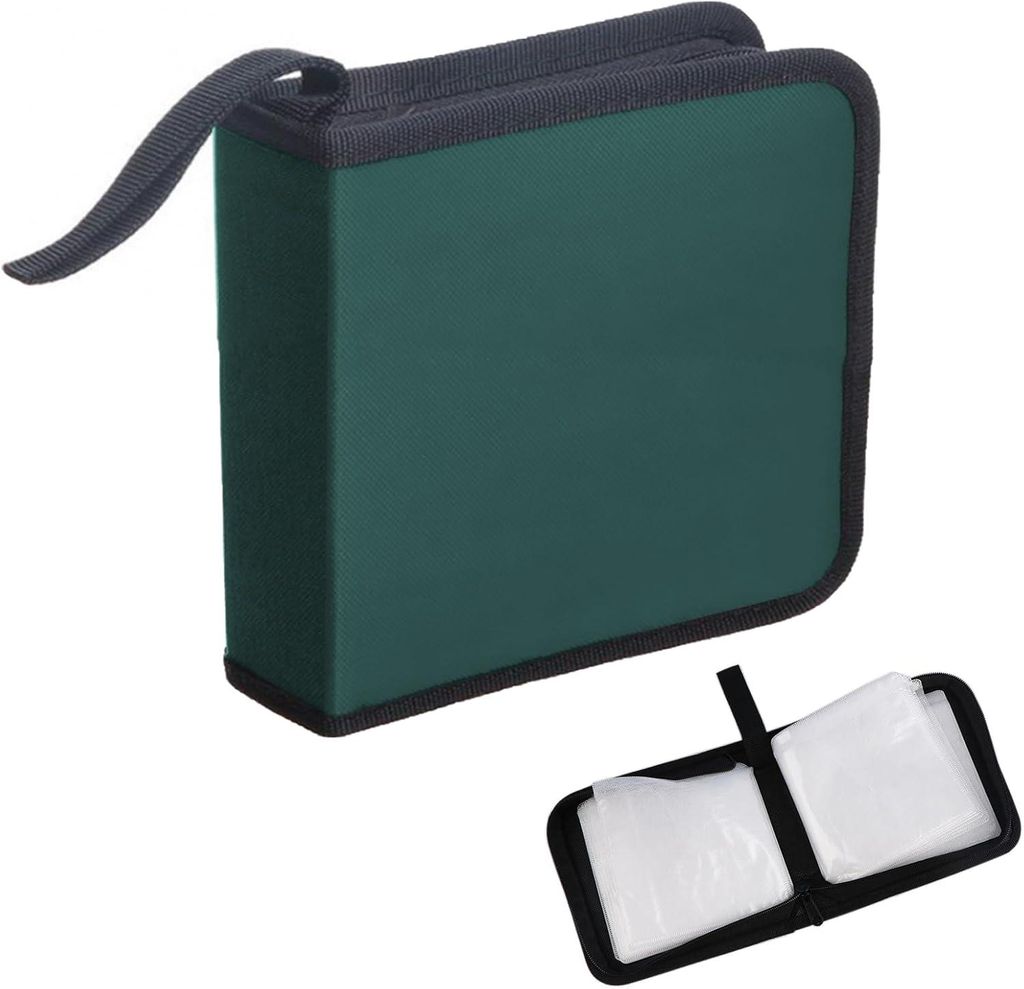 CD-Hülle, Aufbewahrungsbox für 40 CDs, CD-/DVD-Hüllen für Auto und Zuhause, Grün