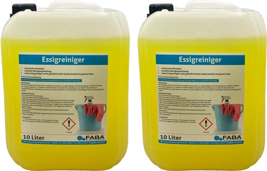 FABA Essigreiniger Konzentrat 2 x 10 L vielseitig anwendbar Produktbild 