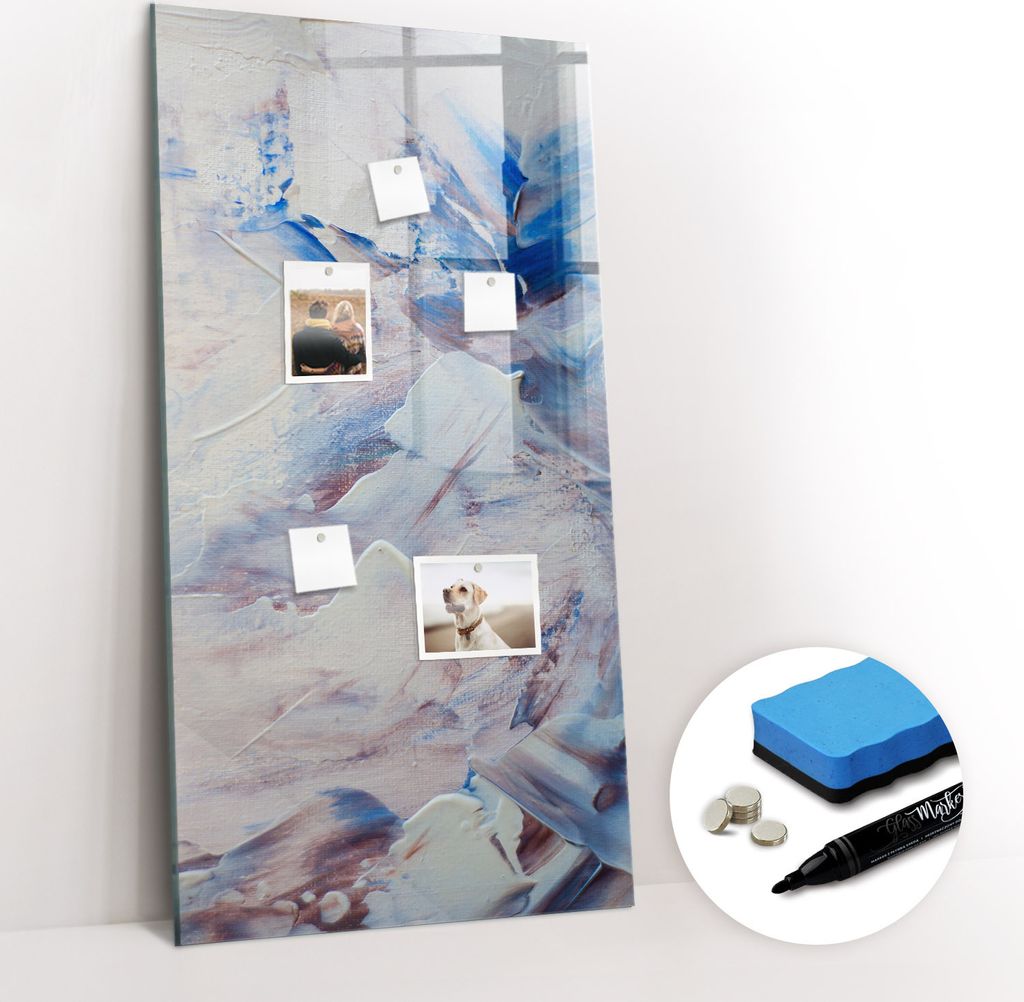 Magnetpinnwand Memoboard - Zubehörsatz - Schwarzer Marker + Schwamm + Magnete - 60 x 120 cm - Abstraktes Gemälde