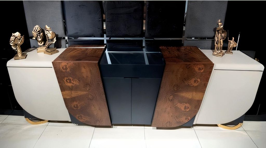 Moderne Beigefarbene Holz-Konsole für Flur Wohnzimmer Büro