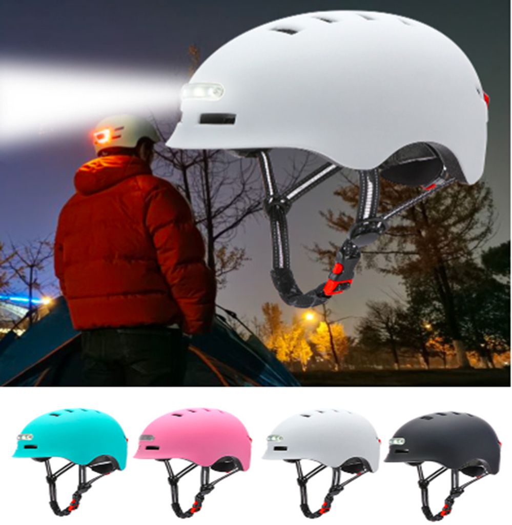 Unisex Fahrradhelm MTB Mountain Scooter Helm Mit Wiederaufladbarem USB Licht 
