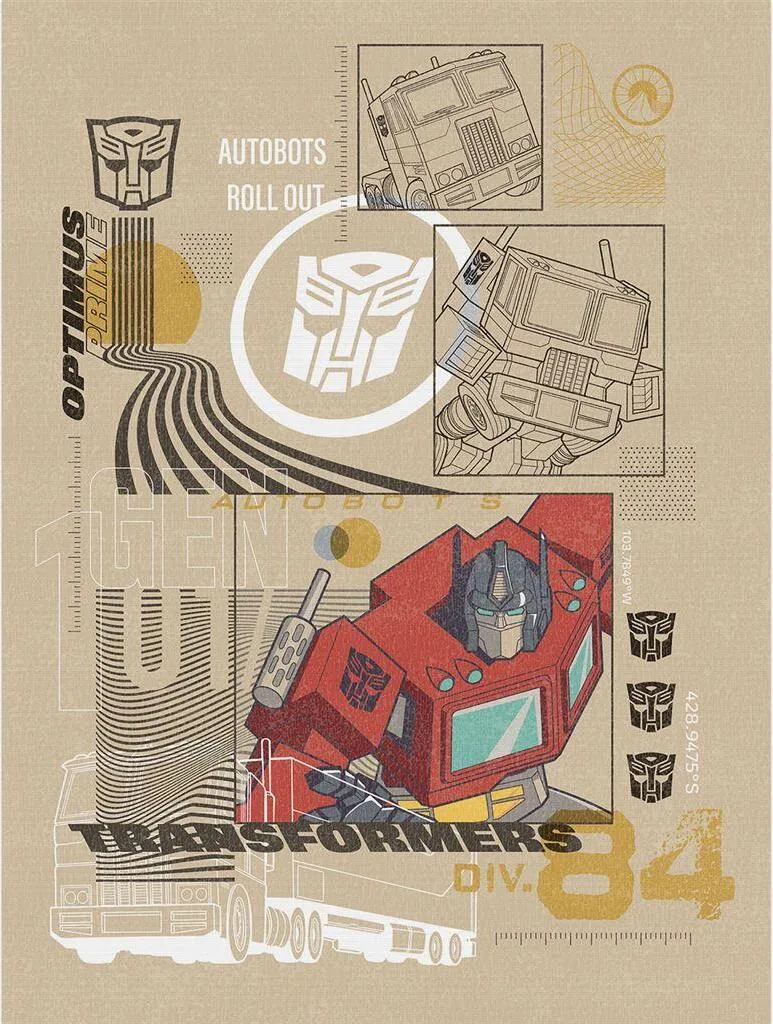 Décoration de Chambre Transformers - Toile Murale 80x60 cm Beige et Noir