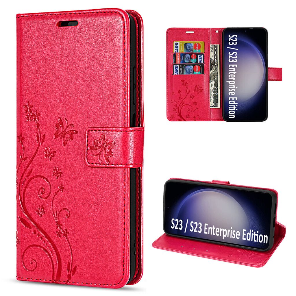 Handy Tasche für Samsung Galaxy S23 Handyhülle Blumen Hülle Etui Wallet Case