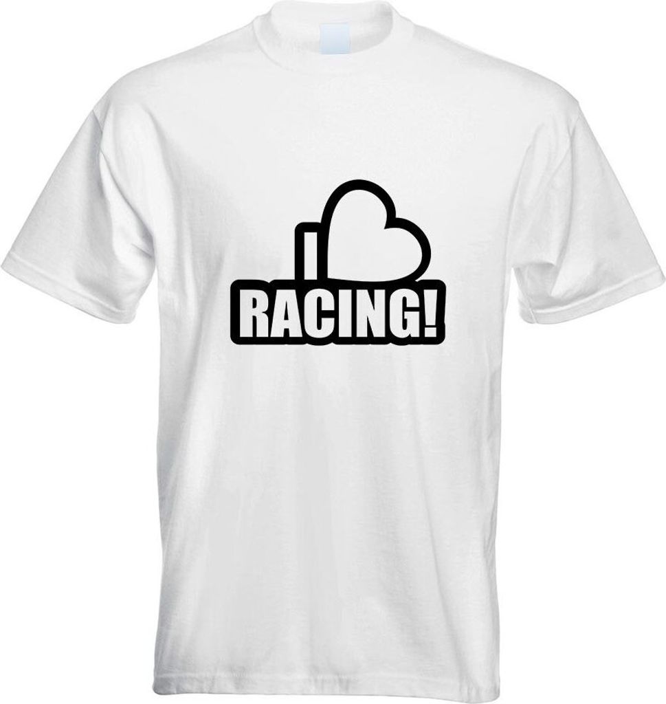 Kiwistar - T-Shirt - Weiss - I Love Racing Motiv Bedruckt Funshirt Design Print - mit Motiv Bedruckt - Funshirt Design - Sport - Freizeit - Herren ...